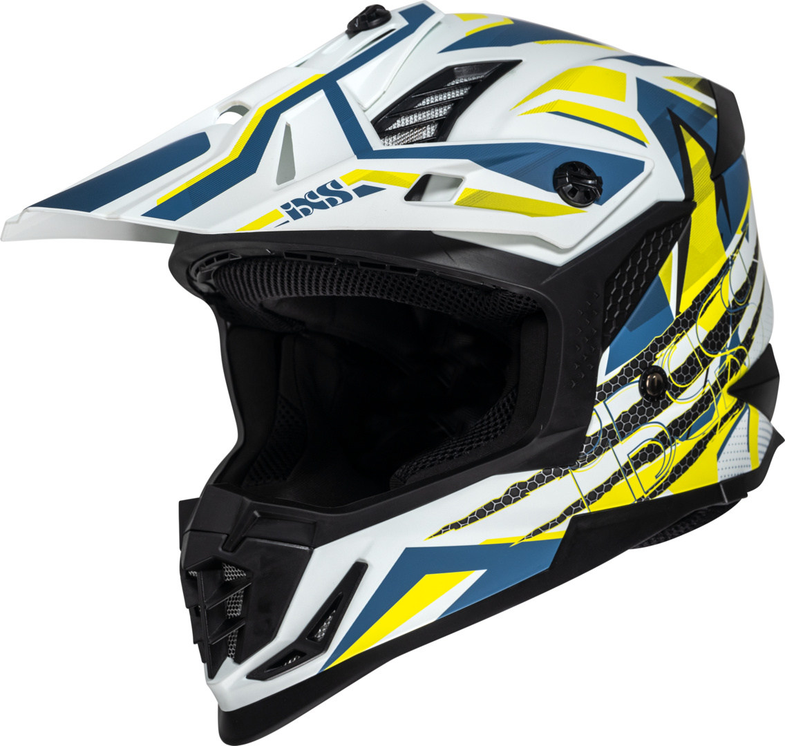 Motocrosshelm iXS363 2.0 matt weiss-blau-gelb fluo L