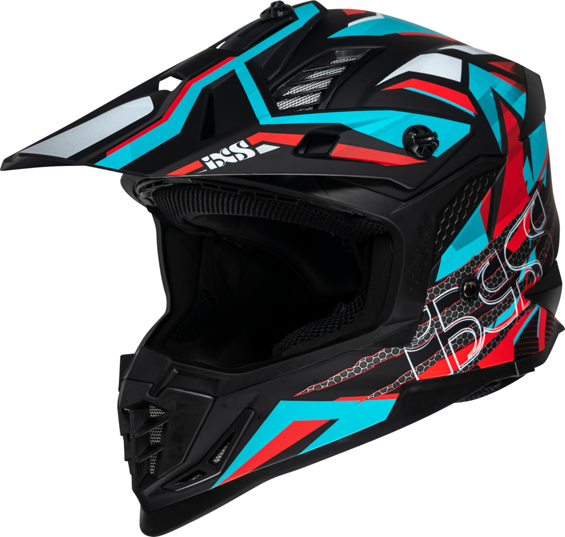 Motocrosshelm iXS363 2.0 matt schwarz-petrol-rot 2XL