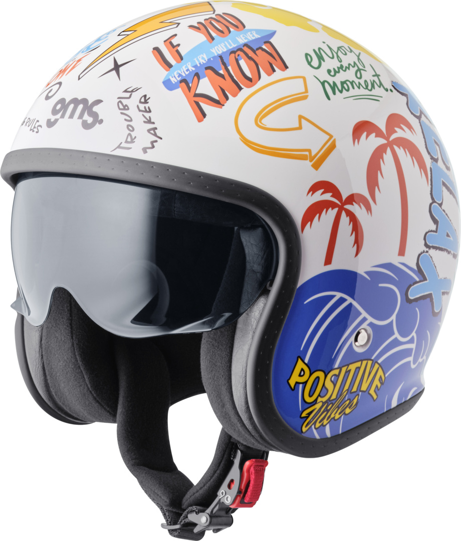 IXS KACIGA Jet Helmet Ride & Surf white-yellow-blue summer vibes XL
